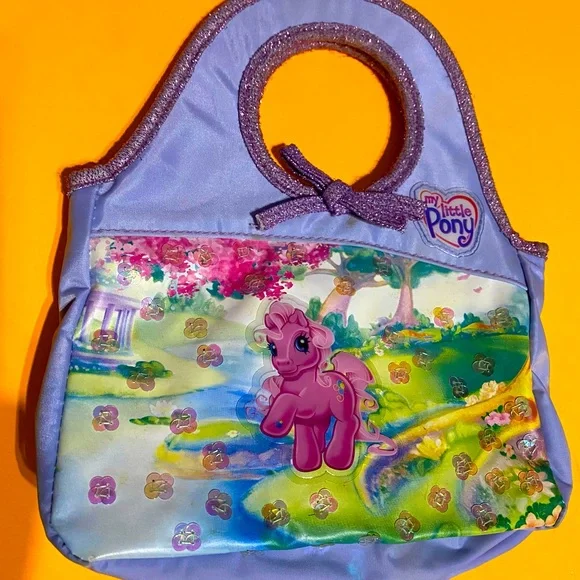 MY LITTLE PONY NWOT VINTAGE 2004 MINI HAND BAG EMBOSSED, SEQUINS, LAVENDER - Picture 2 of 15
